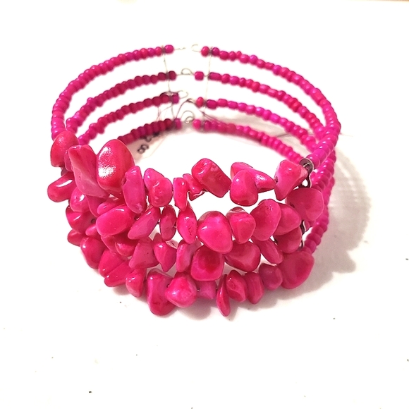 3for$20 Pink seed bead and stone bracelet - Picture 2 of 5